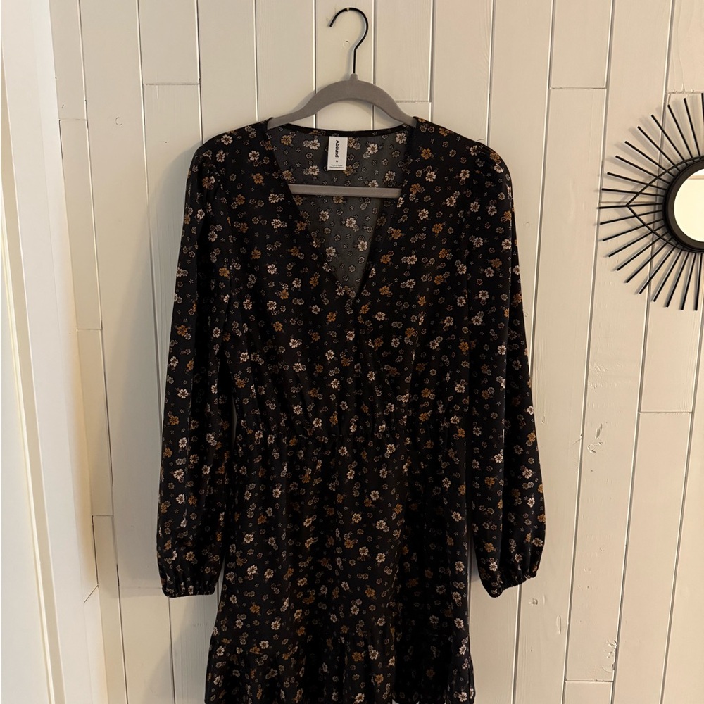 Abound Black Bishop Sleeve V-Neck Wrap Sundress